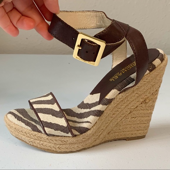 Michael Kors Zebra Canbas Espadrille Wedges - Picture 3 of 9